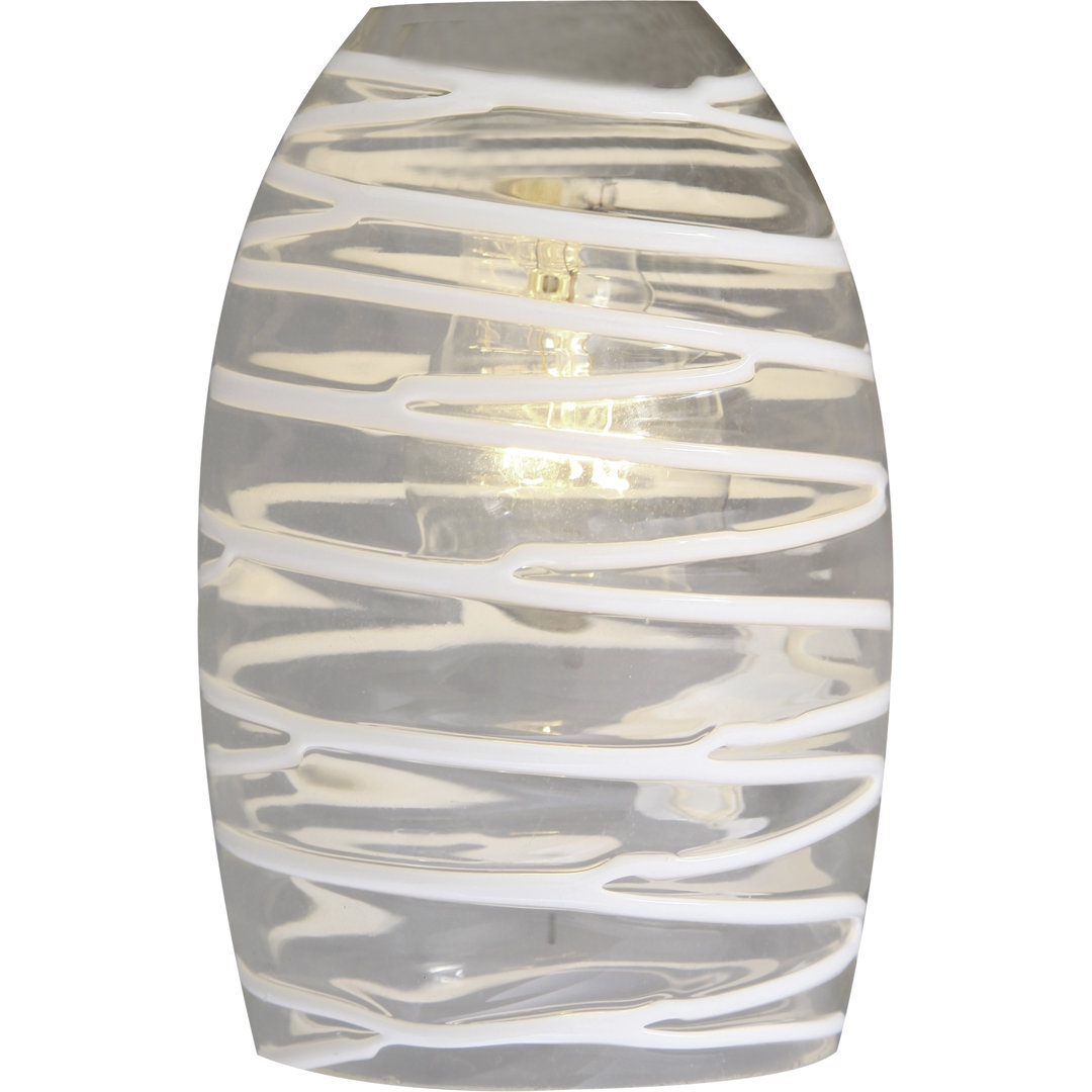 Dunlevy 8.5" H Glass Oval Pendant Shade ( Screw On ) in Clear with White Swirls Orren Ellis