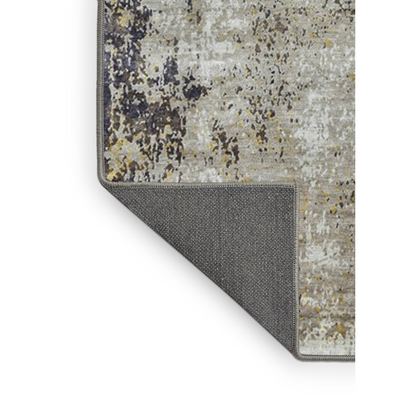 Tapis abstrait gris / jaune, Rectangle 7 pi x 9 pi