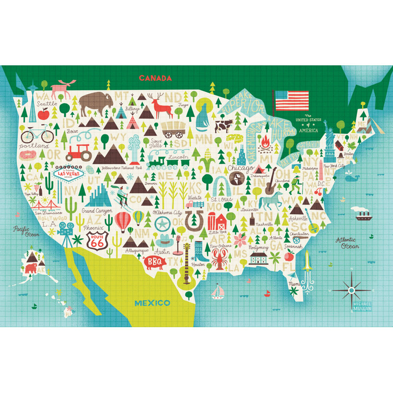 «Illustrate USA vagues» par Michael Mullan, impression sur toile tendue, H 20 po x l 30 po
