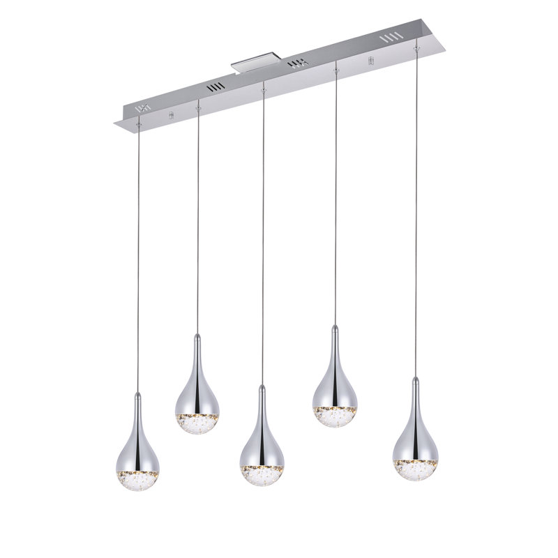 Carilyn - Light Chrome LED Cluster Pendant, 5, 9" H x 4" W x 34" D