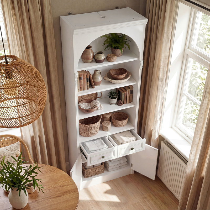 86.6'' H Arched Food Pantry Cabinet with 2 Drawers