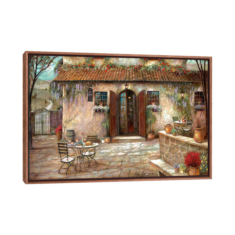 "Villa Claretta" par Ruane Manning - reproduction d'art, H 26 po x l 40 po x 1,5 po, Toile avec cadre brun, Aucun mat