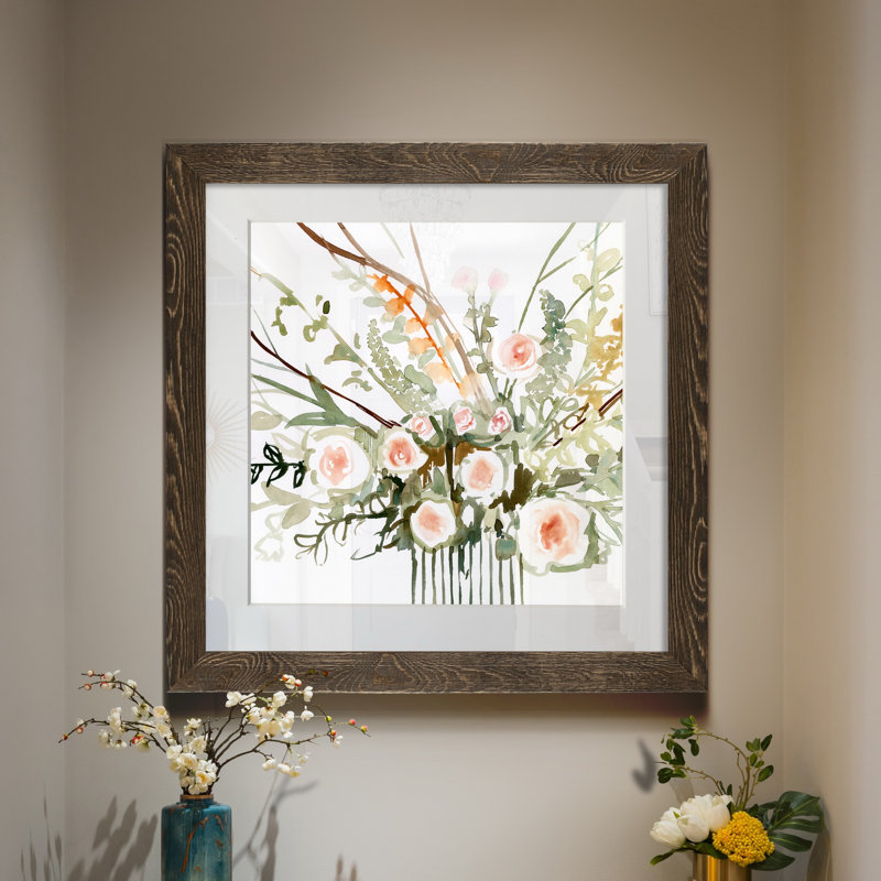 Fleurs de foraged II-imprimé, H 35,5 po x l 35,5 po x P 1,5 po, Papier, cadre noyer