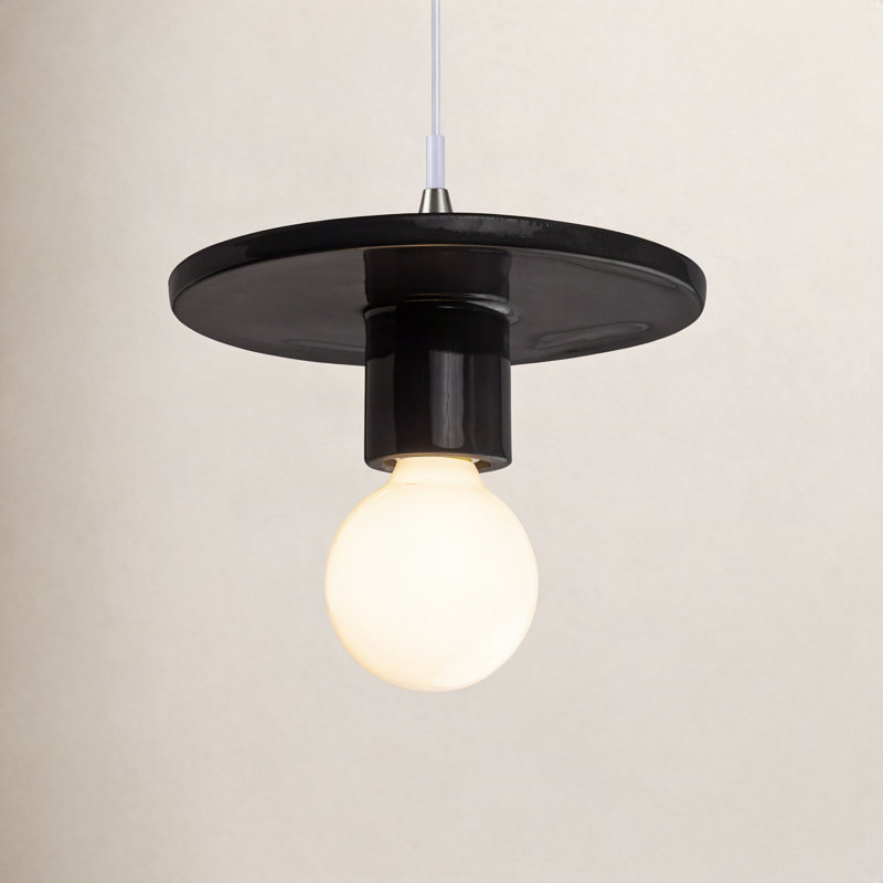 Luminaire suspendu à 1 lumière Leni, Lustre noir, Nickel brossé