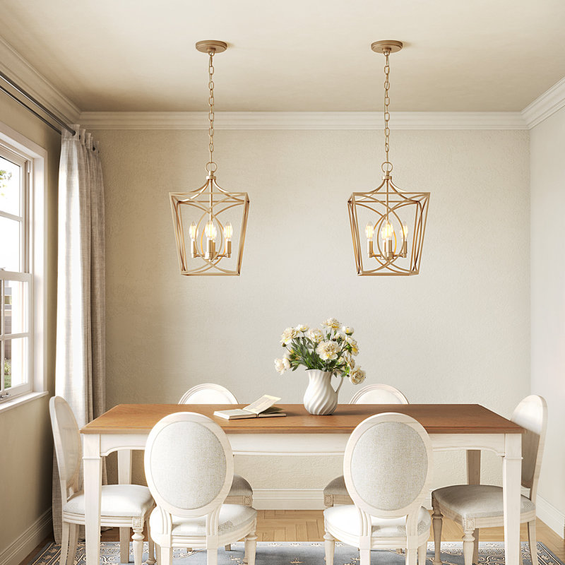 Modern Geometric Pendant Light With Adjustable 60" Chain, Gold
