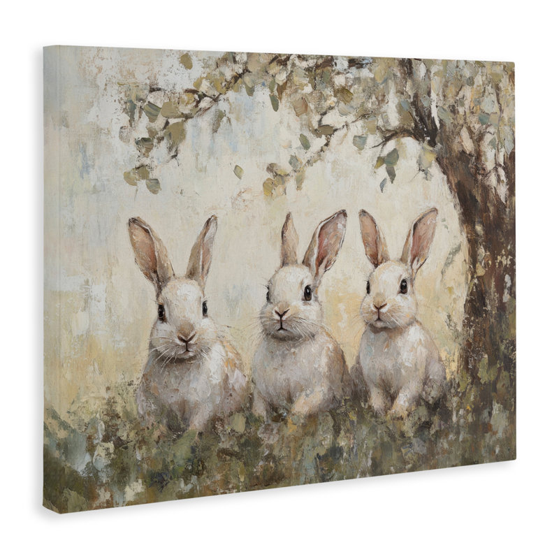 Fairytale Bunnies under Tree Canvas, design by Petal Prints Design, 16" H x 20" W