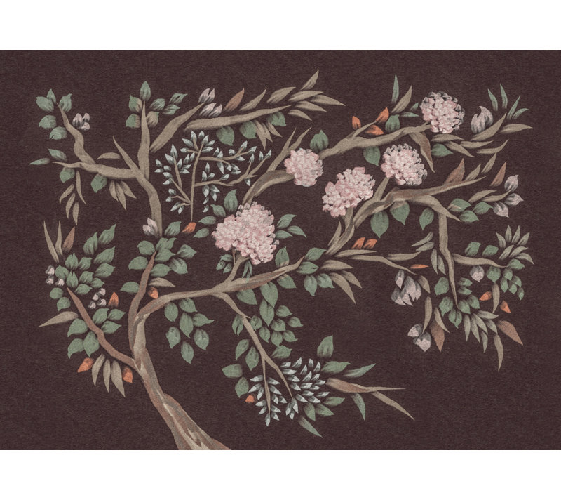 Pink Flowering Tree by Josie George — Botanical Wall Art, 18 × 12, Matted Framed Print, Gold