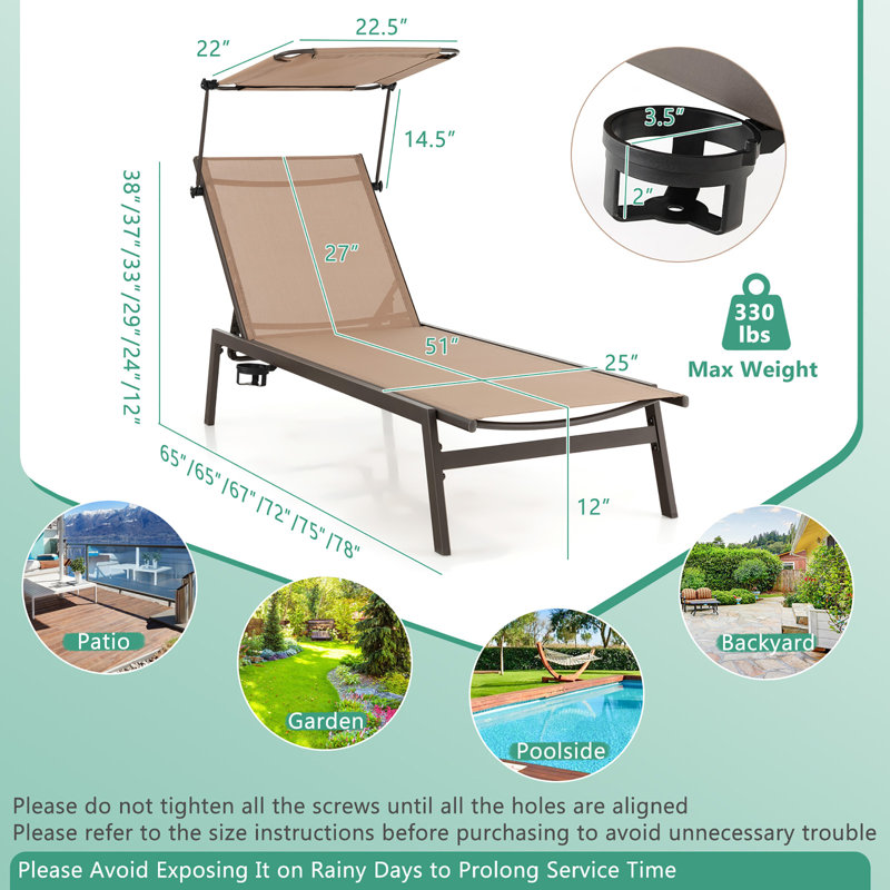 Chaise longue simple inclinable 78 po Laurentina