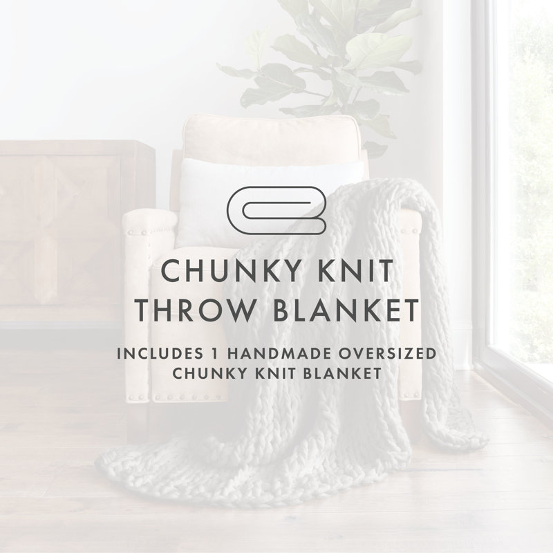 Luxurious Gray Chunky Knit 47'' x 59'' Acrylic Throw Blanket
