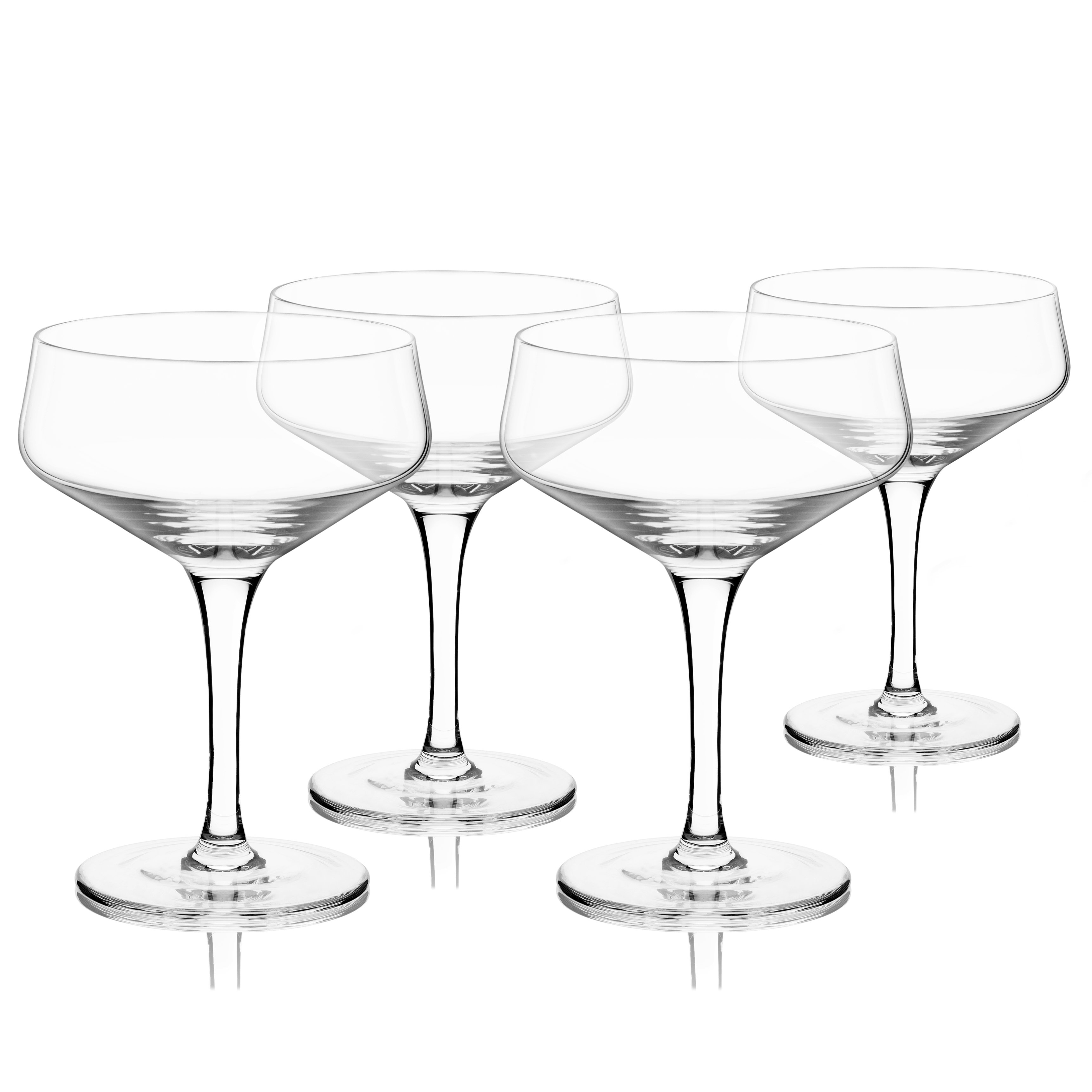 Viski Angled Crystal Coupe Glasses (Set of 4)