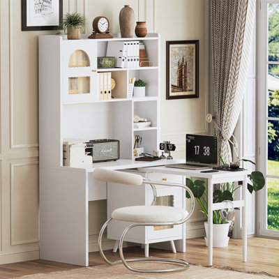 Bureau d'ordinateur avec bureau rotatif à 90 degrés (tabourets non inclus)