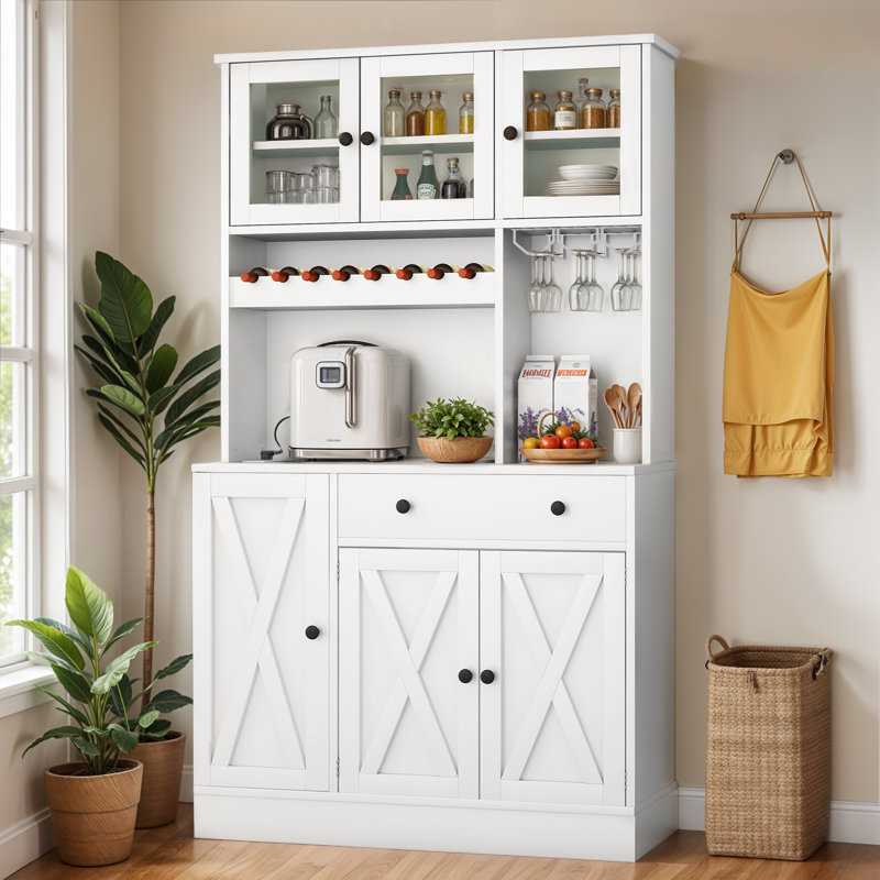 Armoire de rangement avec garde-manger Gracie Oaks, Blanc