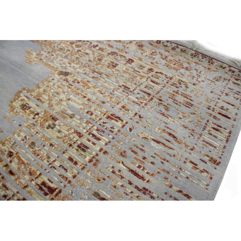 Tapis oriental en laine noué à la main gris