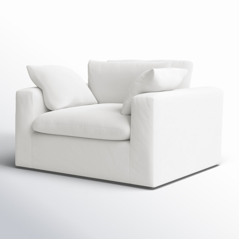 Fauteuil et demi Remy, Coton blanc classique blanchi