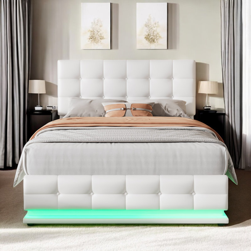 Caddo Upholstered Faux Leather Lift Up Storage Ottoman Bed