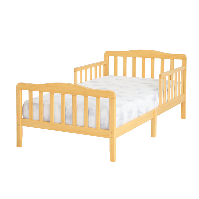  Wood Toddler Bed with Safety Rail, Natural