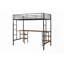 Twin-size Loft Bed with Table &amp; Shelves - Heavy-duty Metal, No Box Spring Needed, Noise Reduced