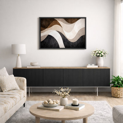 Abstrait brun beige, motif de vagues fluides, images de salon moderne, impression sur toile encadrée