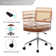 Ayris Adjustable Height Swivel Leather Task Chair with Rattan Back and Arms