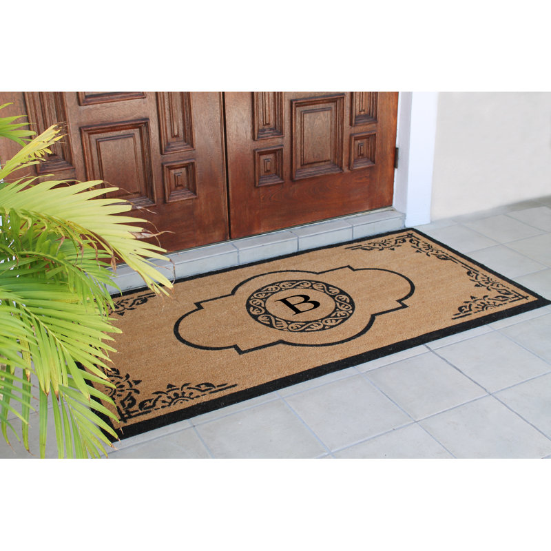Issac Natural Coir 36" X 72" Entry Double Monogrammed Doormat , B