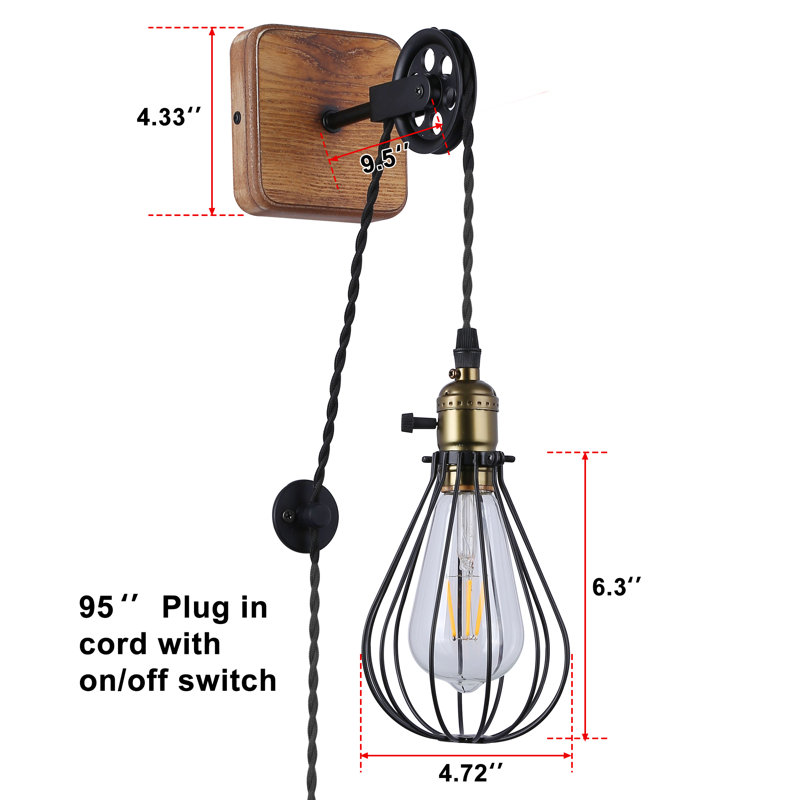 Applique murale suspendue noire avec bras en métal