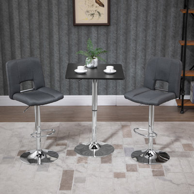 Pieper Modern Height Adjustable Counter Bar Table Pub Desk Black and Silver