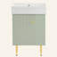 Meuble-lavabo vert 21,6 po, armoire combinée, meuble de rangement pour salle de bain, lavabo simple en céramique, rangement sur le côté droit