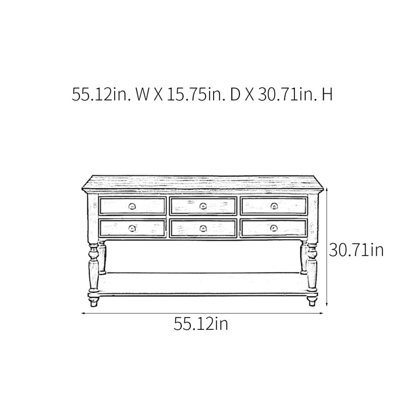 Console rétro pratique, H 30,71 po x l 55,12 po x P 15,75 po