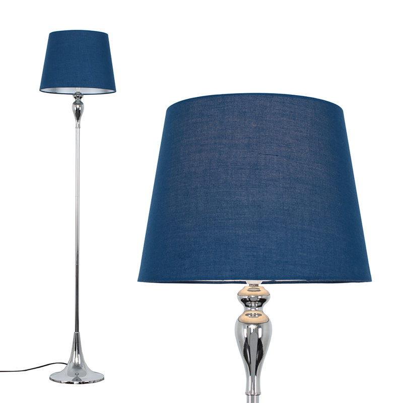 Latona 159cm Traditional Floor Lamp, Chrome, No, Blue