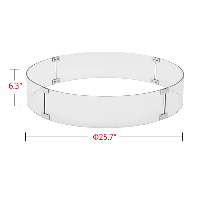 Round Tempered Glass Fire Table Windshield Flame Blocker
