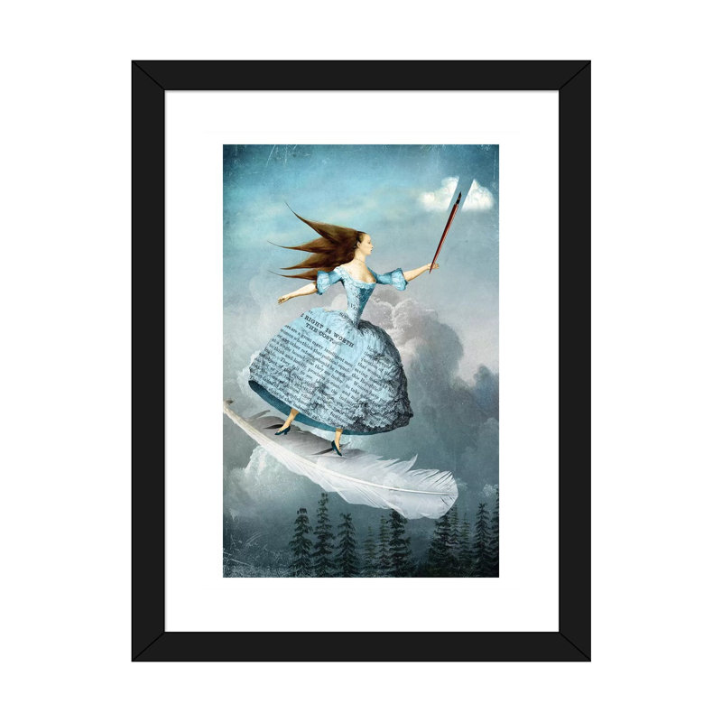 «Knight of Swords» par Catrin Welz-Stein - impression d'art graphique, H 24 po x l 16 po x P 1 po, Papier encadré noir, Blanc