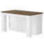 Table de bar 55,25 po à deux tons pour îlot de cuisine, table de petit déjeuner de style campagnard avec tablettes de rangement à 2 niveaux et espace pour les jambes pour la cuisine et la salle à manger