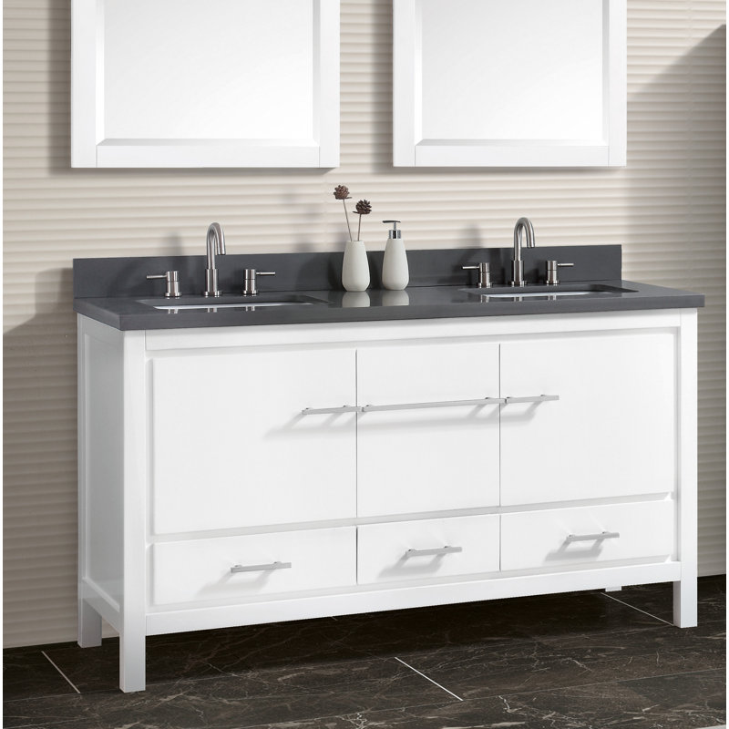 Ensemble de meuble-lavabo double 61 po Riley, Blanc
