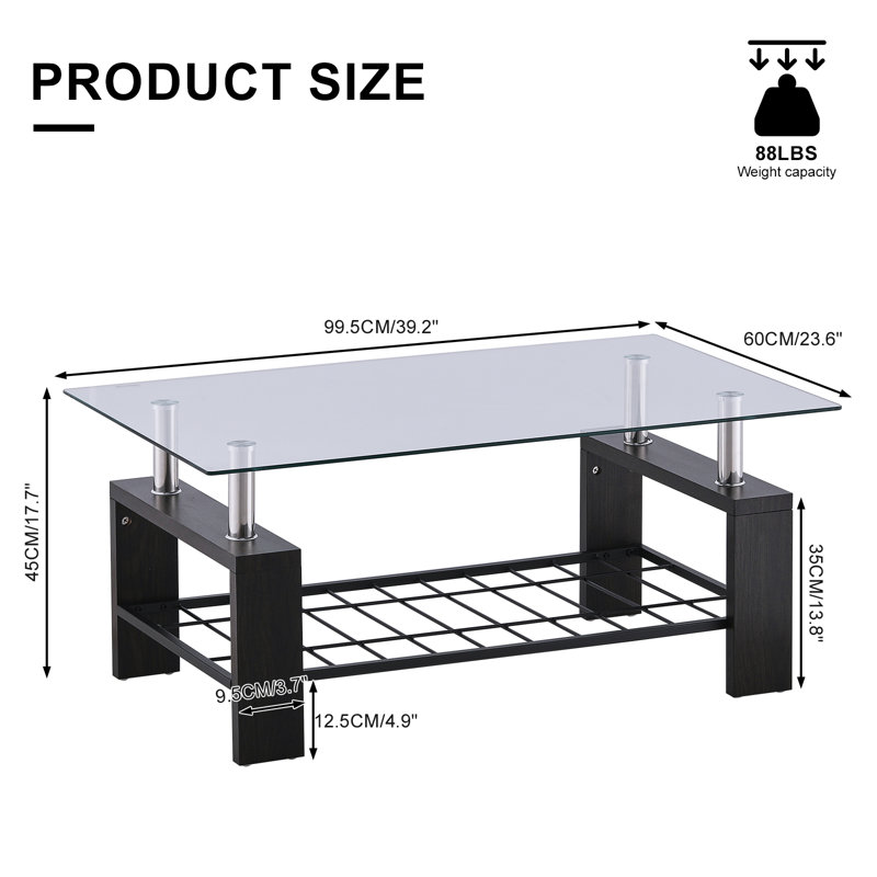 Bassel Four Leg Coffee Table, Black
