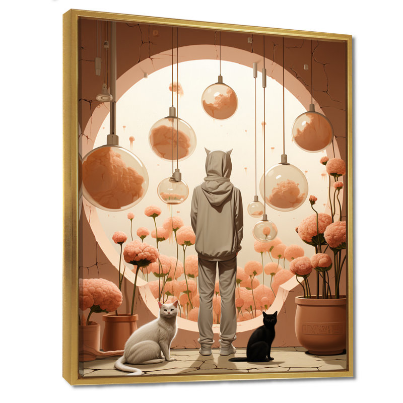 Art mural blanc, H 44 po x l 34 po x P 1,5 po, Toile avec cadre flottant or