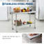 Table de préparation commerciale en acier inoxydable 30 x 24 x 35 po, poste de travail 201 robuste avec tablette réglable - pour la préparation des aliments de cuisine de restaurant - Bord arqué - avec roulettes