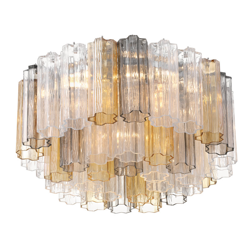 Plafonnier encastré 7 lumières Shaurya, Chrome poli / automne
