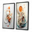«Orange and White Spiraling Symmetry I», ensemble de 2 reproductions d'art sur toile géométriques abstraites-36336538-36336542