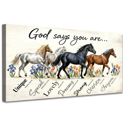 Chevaux, art mural sur toile - peinture inspirante de chevaux, reproductions de photos de chevaux sauvages, affiche sur toile pour le bureau de la chambre à coucher, œuvre d'art murale prête à être suspendue, décor équestre 20 x 40 po