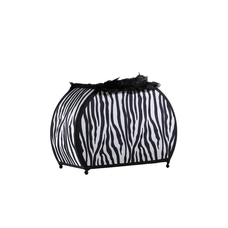 11.75" In Zebra Animal Print Purse W/ Black Faux Handle Table Lamp