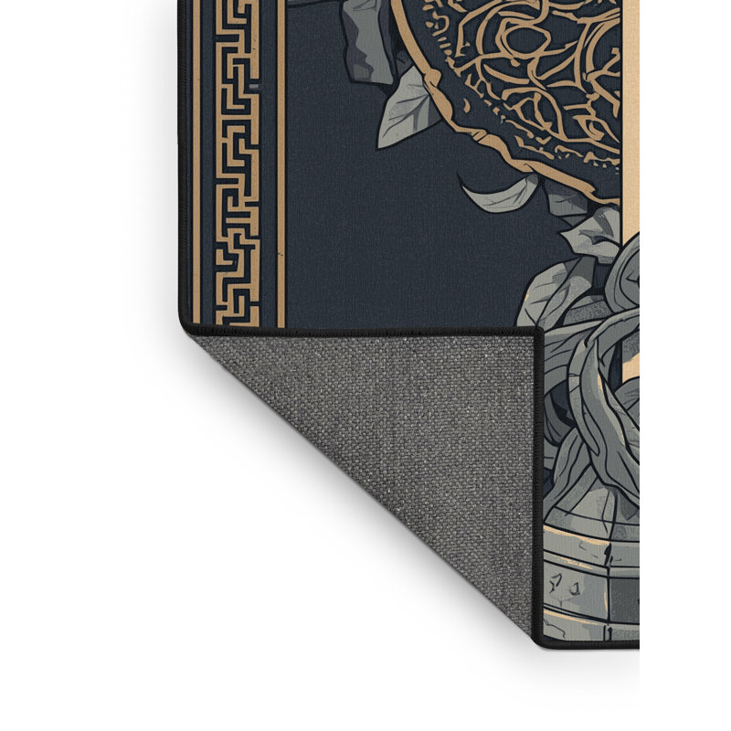 Soft Plush Duppstadt Excalibur In Stone Classic Oriental Area Rug in Black – Black Binding, 5x7