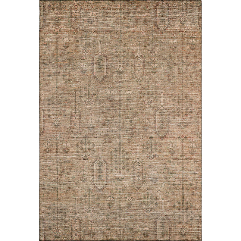 Premium Machine Washable Prisco Terracotta Rug, Rectangle 9' x 12'