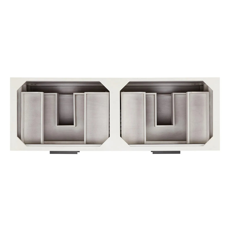 60" Hytes Double Bathroom Vanity Set with Rectangular Undermount Sinks, Sky Gray, 8" Centers, Carrara Marble