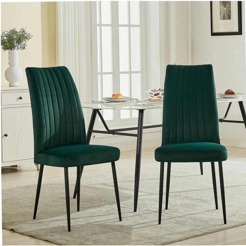Chaise de salle à manger réglable en velours vert