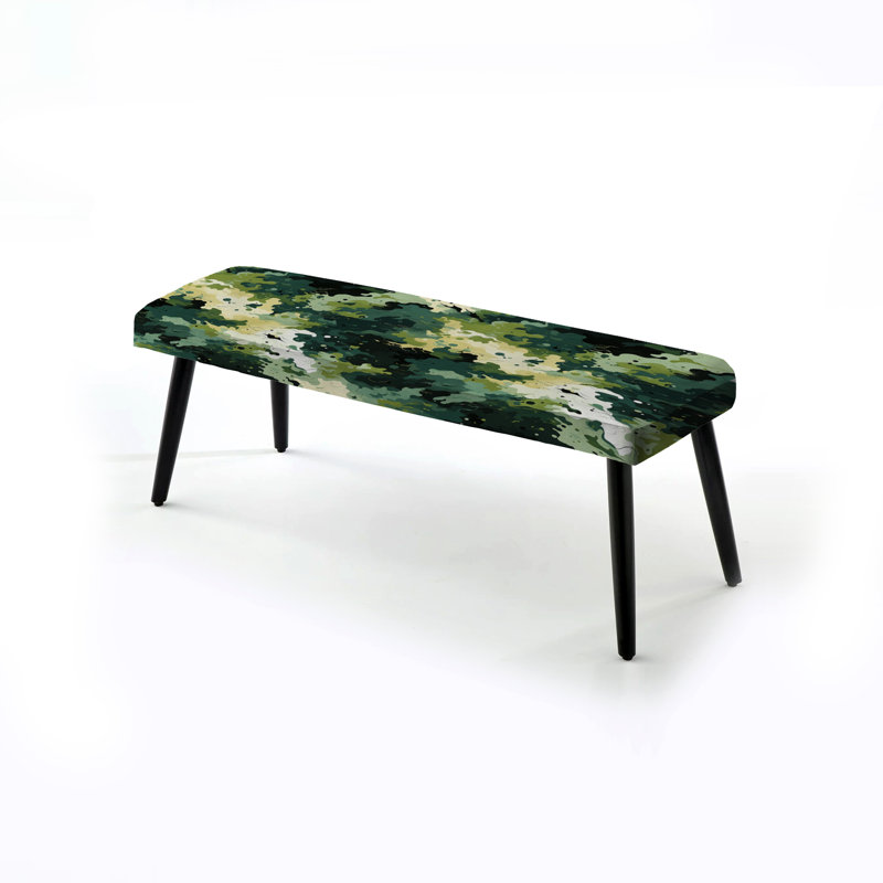 Lattimore Camouflage Green Art Splatter - Camouflage Upholstered Black Bench