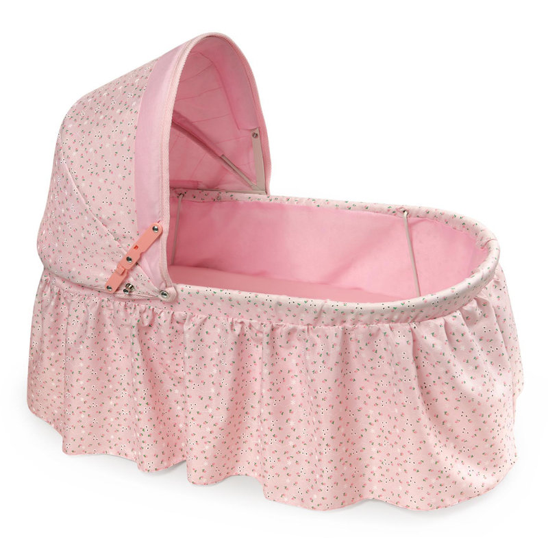 Folding Doll Cradle with Rosebud Fabric