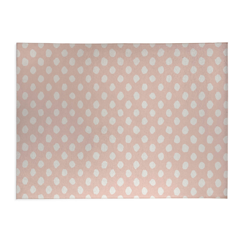Grand tapis de bureau à pois, L 7 pi x L 5 pi, Rose