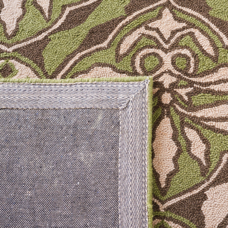 Hollander Floral Hand Hooked Wool Brown Area Rug, Rectangle 6' x 9'