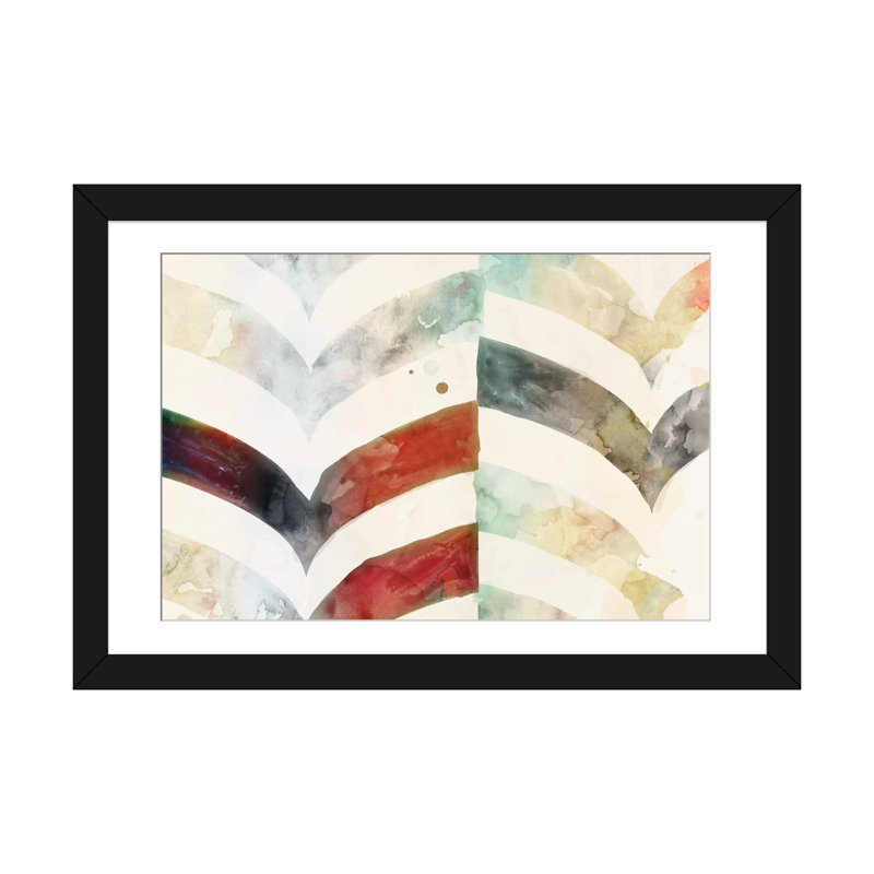 «Chevron Evening», reproduction sur toile, H 16 po x l 24 po x P 1 po, Papier d'art encadré noir, Blanc