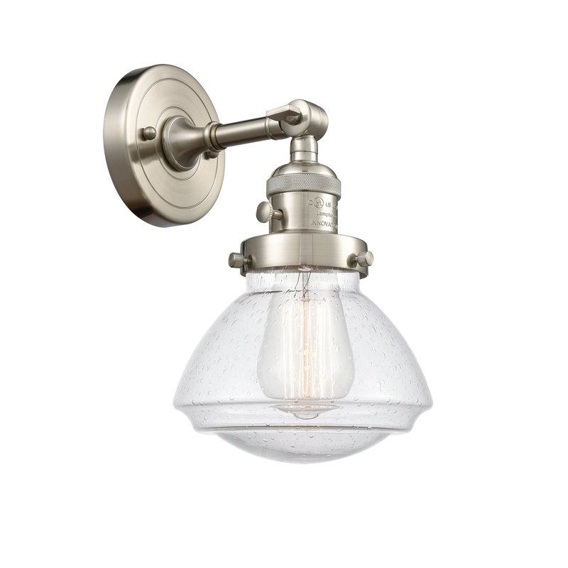 Applique murale à bras 1 lumière Chesterville, Ampoule DEL rétro de 3,5 watts, Grainé, Nickel satiné brossé